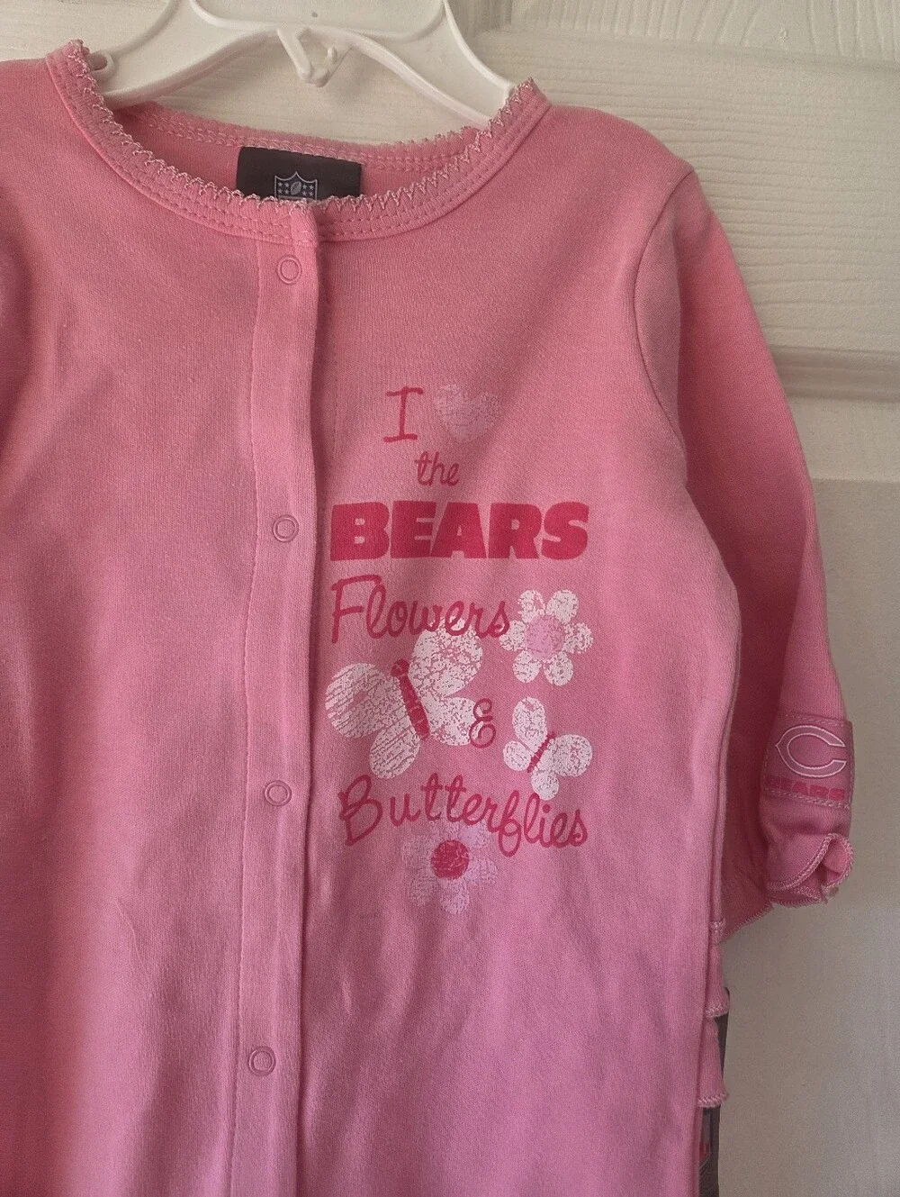 Chicago Bears Baby Girl Bodyuit 3-6M Pink NFL Football Footie One Piece